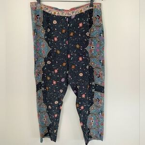 MES DEMOISELLES PARIS Solstice 100% Silk Boho Floral Border Print Pants Size 42